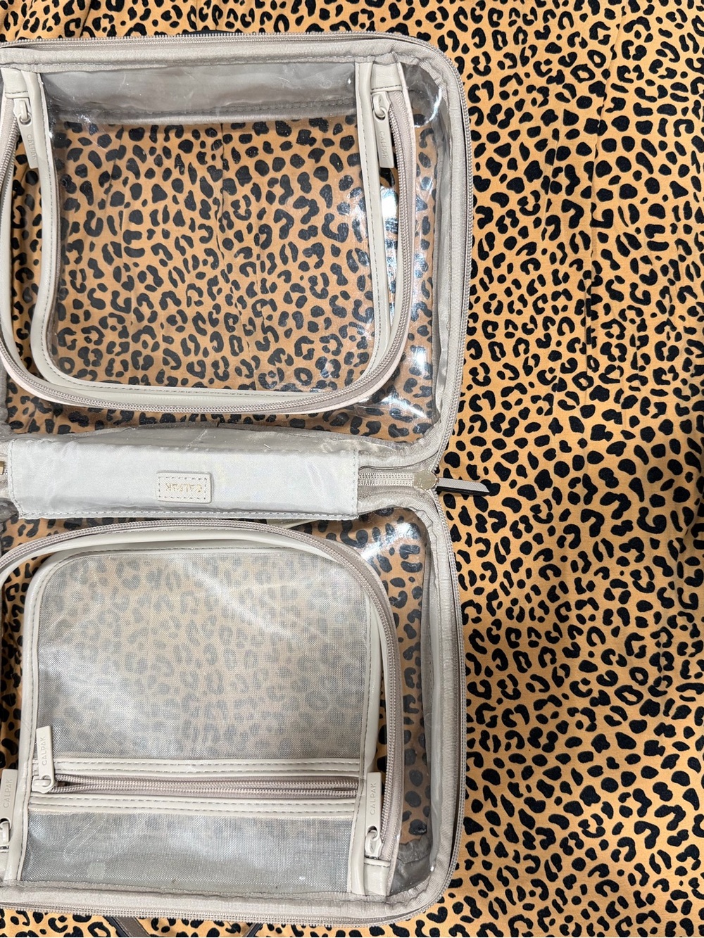 Calpak Clear Cosmetic Case with Beige Trim - Picture 5 of 7